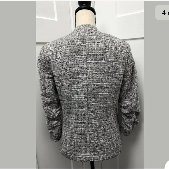 HM Tweed/Texture Flat Front Blazer Black/White 8 - Picture 3 of 8